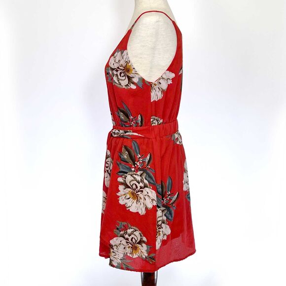 Promesa Red Floral Mini Dress Spaghetti Straps - Picture 6 of 7